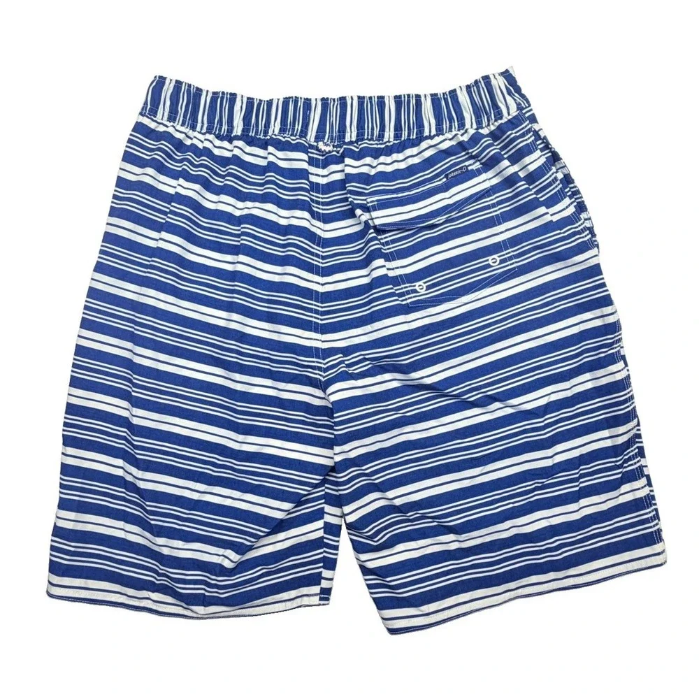 Johnnie-O Men's Blue White Striped Swim Trunks Board Shorts Lined Size L